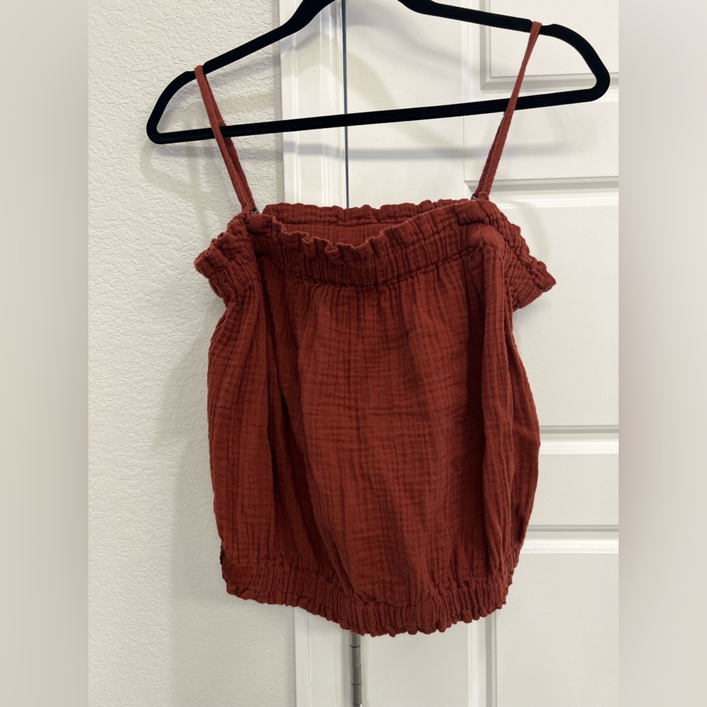 Anthropologie April Crimson Gauzy Top